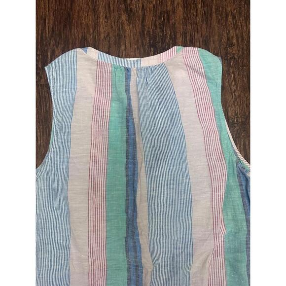 Vineyard Vines Womens M Multicolor Striped V Neck Sleeveless Top Preppy Coastal - Picture 6 of 6